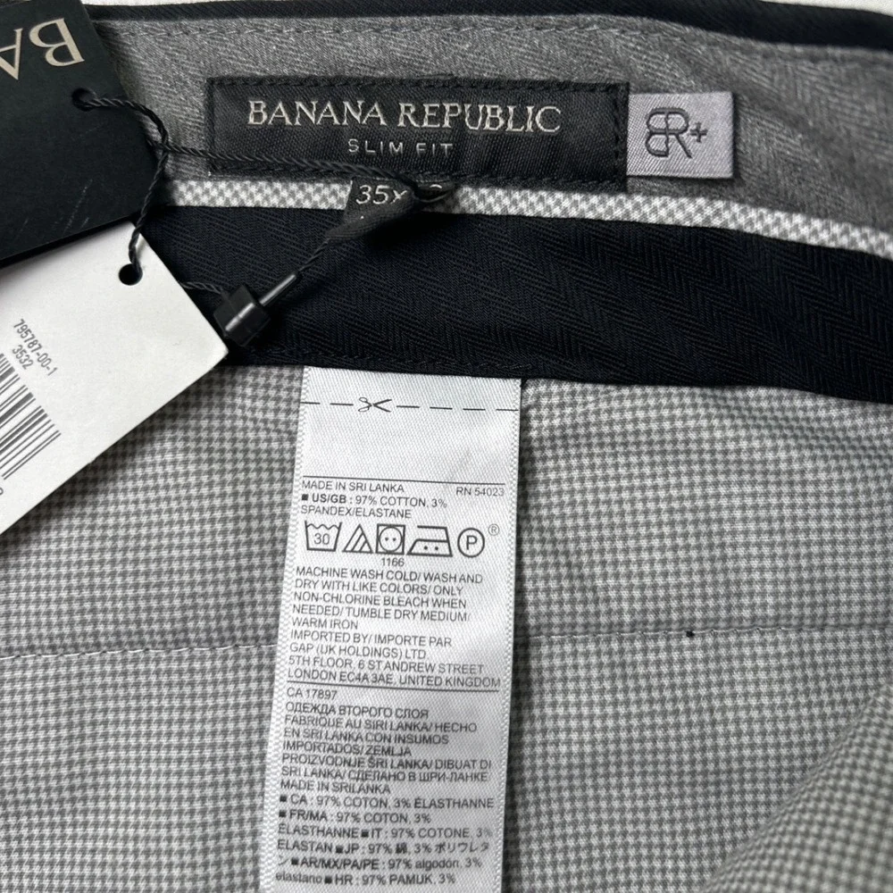 Banana Republic Men Slim Fit Non-Iron Stretch Cotton Dress Pant Size 35x32 Black